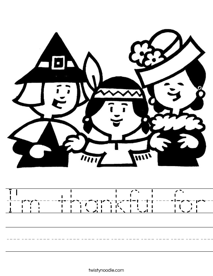 I'm thankful for Worksheet