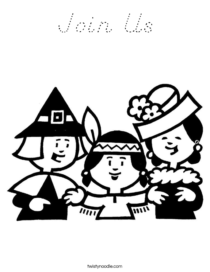 Join Us Coloring Page - D'Nealian - Twisty Noodle