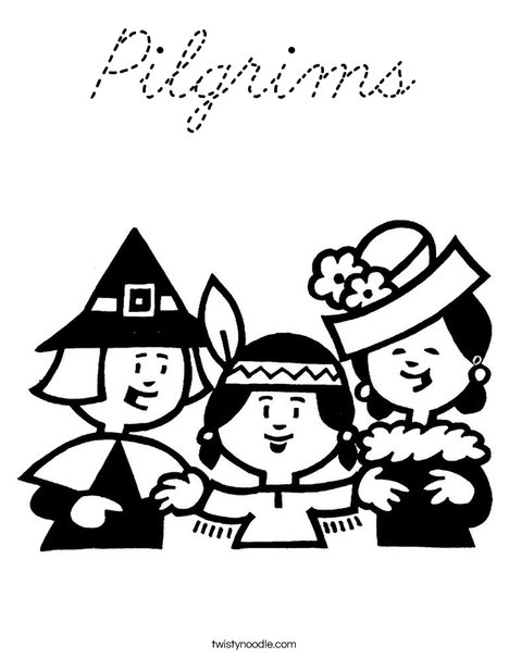 Pilgrims Coloring Page
