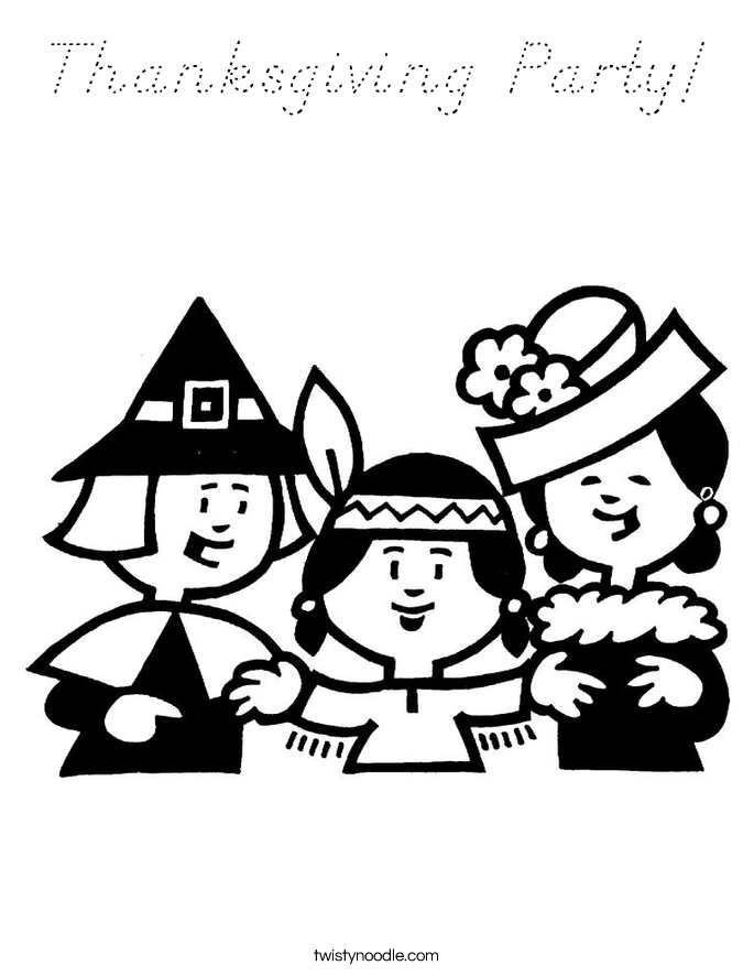 Thanksgiving Party! Coloring Page