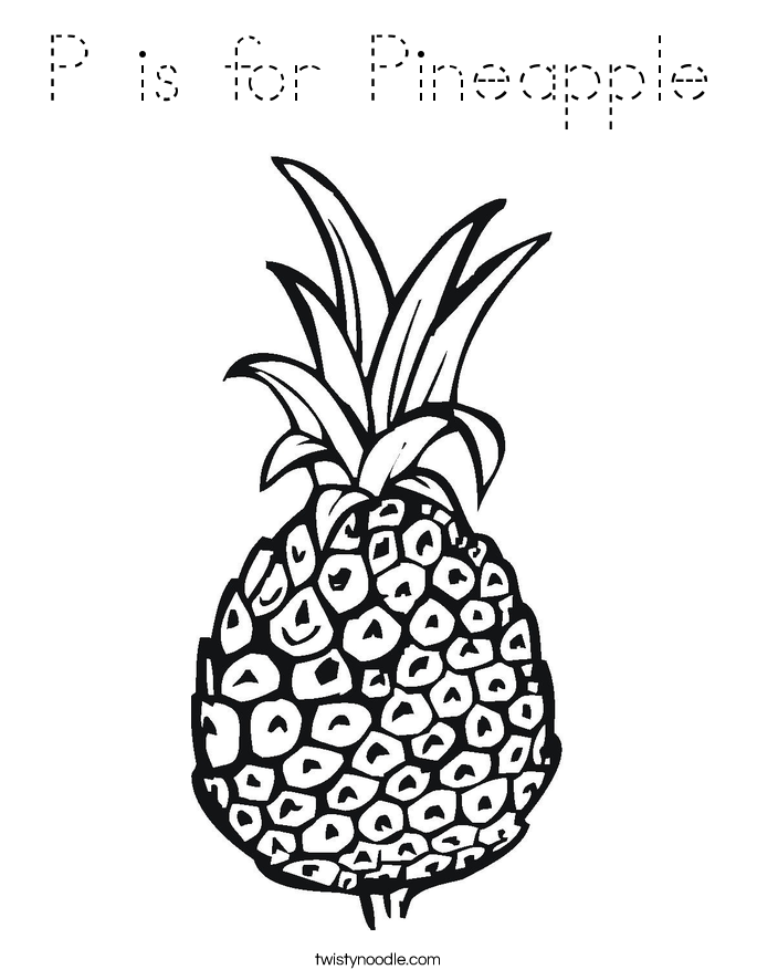 P is for Pineapple Coloring Page