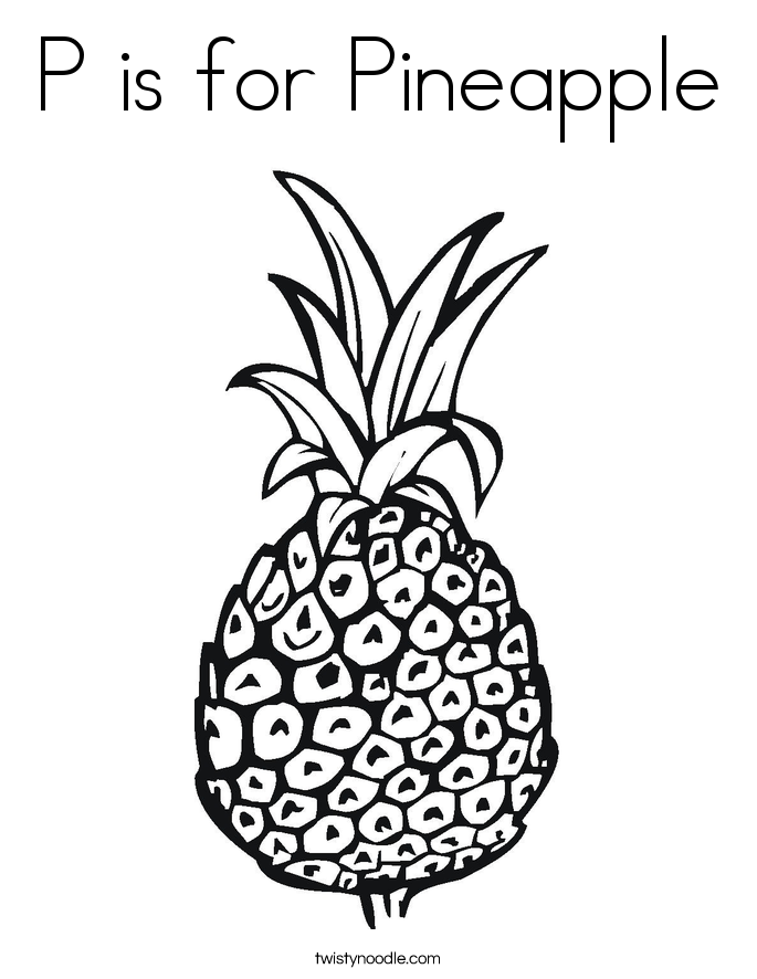 P is for Pineapple Coloring Page