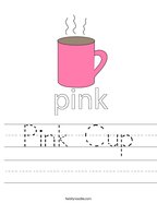 Pink Cup Handwriting Sheet