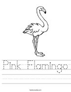 Pink Flamingo Handwriting Sheet