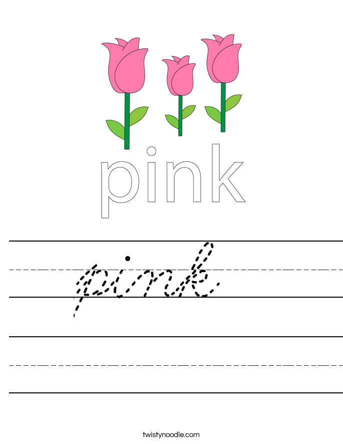 pink Worksheet - Cursive - Twisty Noodle
