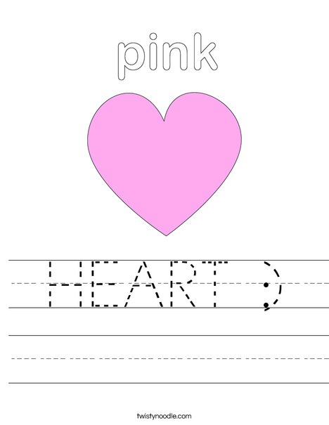 Pink Heart Worksheet