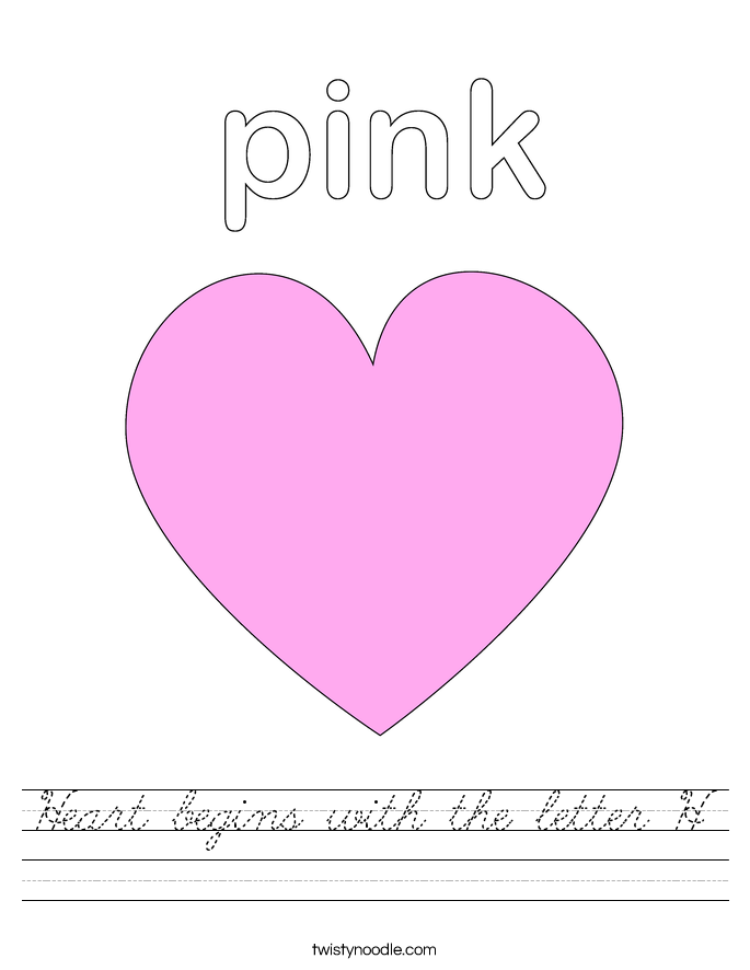 Heart begins with the letter H Worksheet