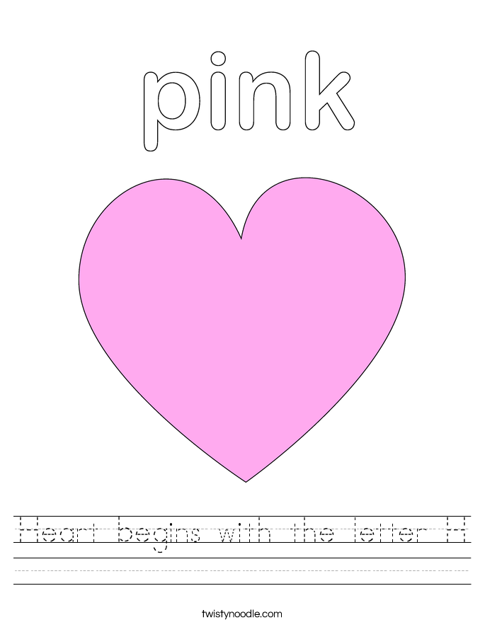 Heart begins with the letter H Worksheet