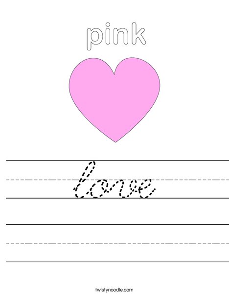 Pink Heart Worksheet