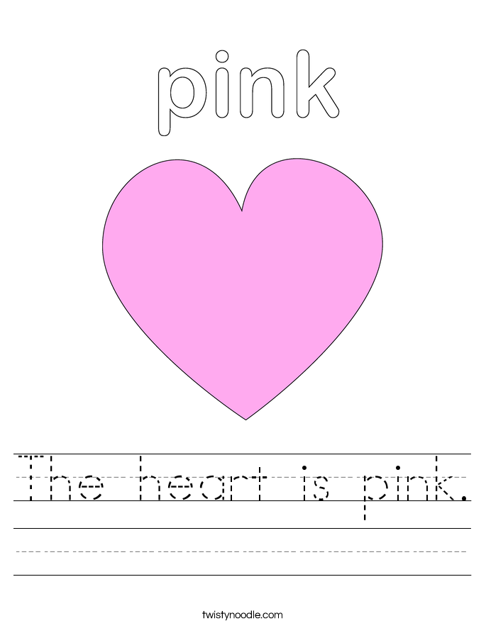 The heart is pink. Worksheet