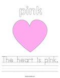 The heart is pink. Worksheet