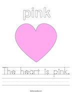 The heart is pink Handwriting Sheet