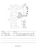 Pink Placemat Worksheet