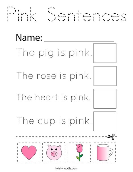 Pink Sentences Coloring Page