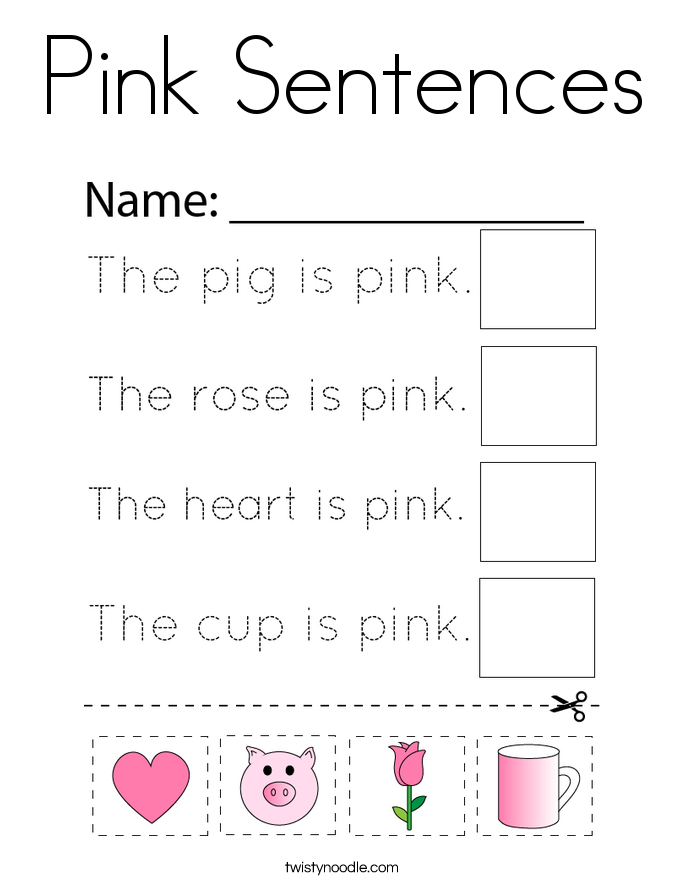Pink Sentences Coloring Page
