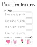 Pink Sentences Coloring Page