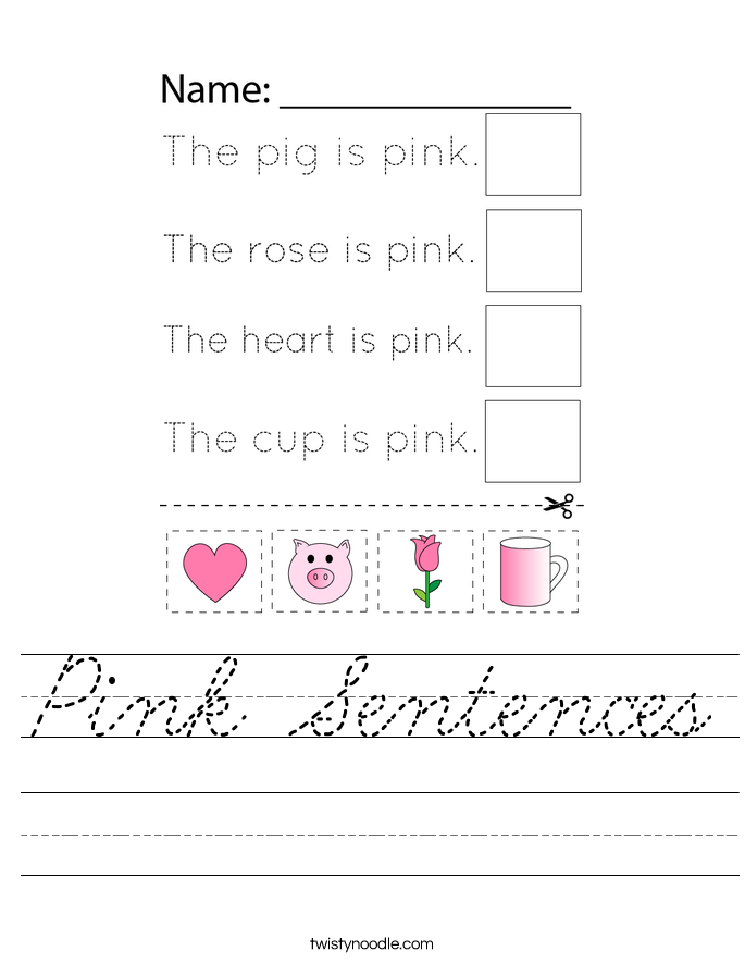 Pink Sentences Worksheet