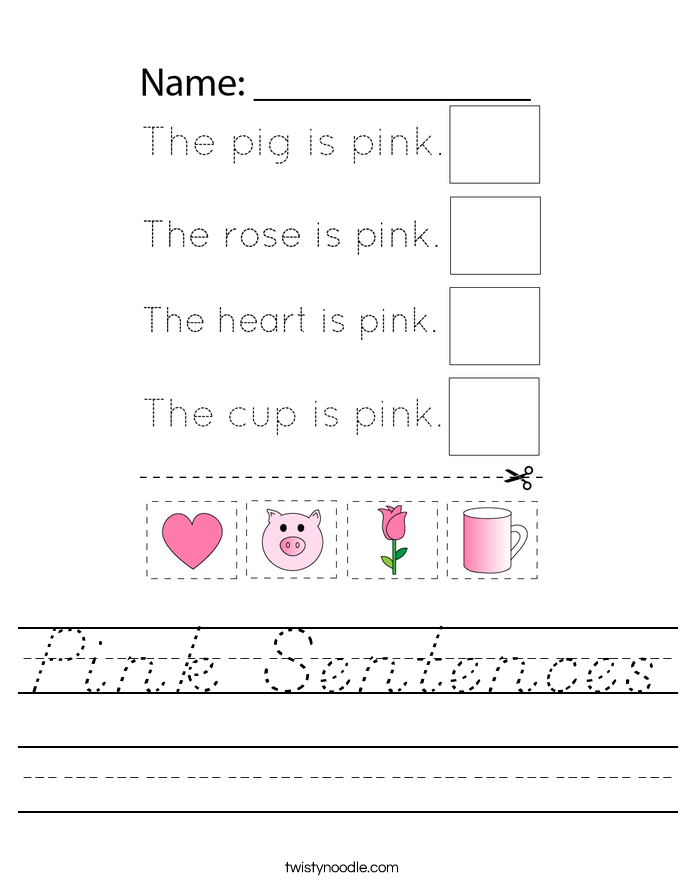 Pink Sentences Worksheet
