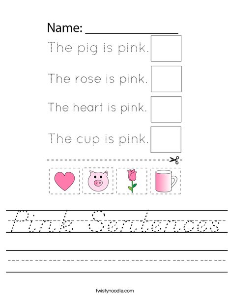 Pink Sentences Worksheet