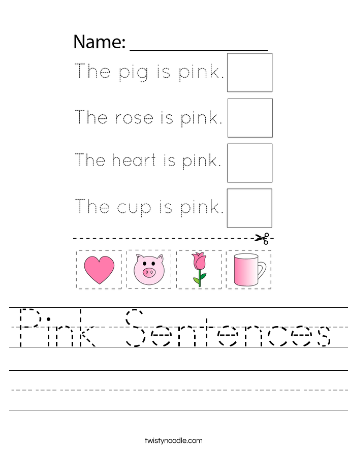 Pink Sentences Worksheet