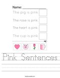 Pink Sentences Worksheet