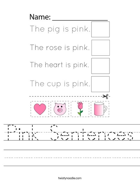 Pink Sentences Worksheet