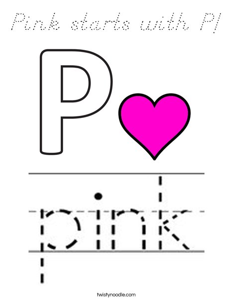 Pink starts with P! Coloring Page