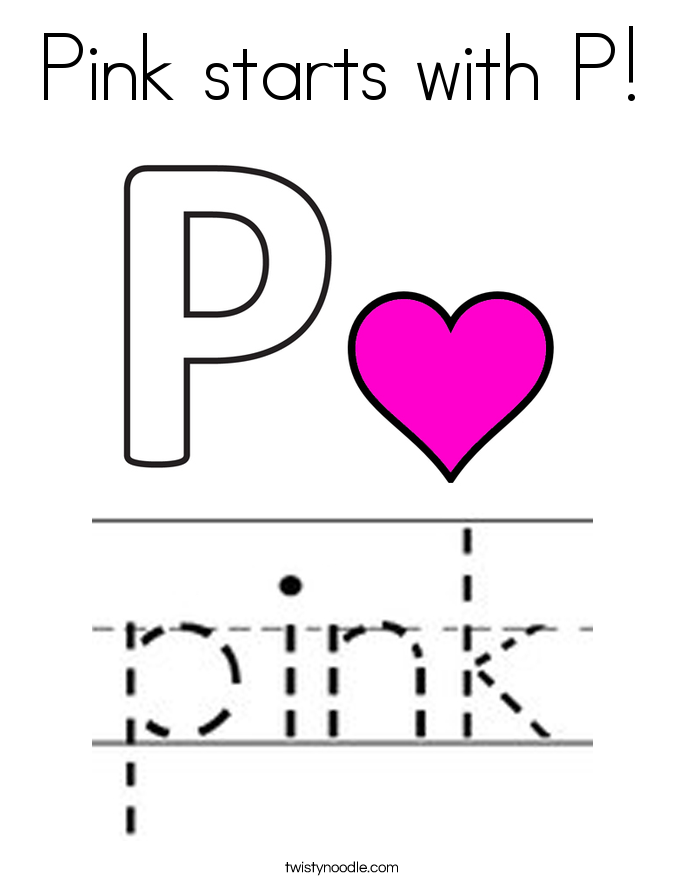 Pink starts with P! Coloring Page