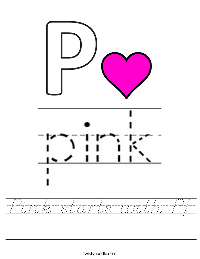 Pink starts with P! Worksheet