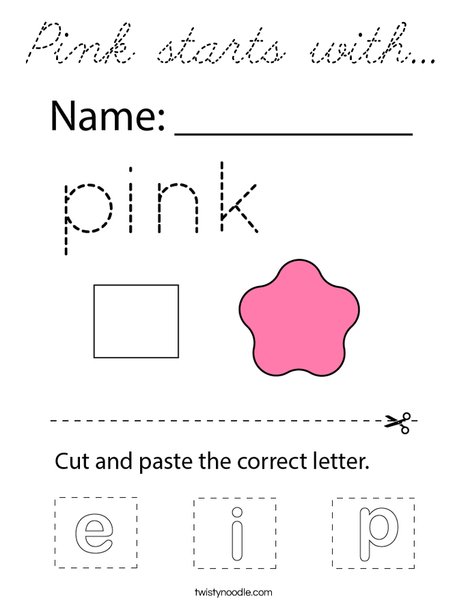 Pink starts with... Coloring Page