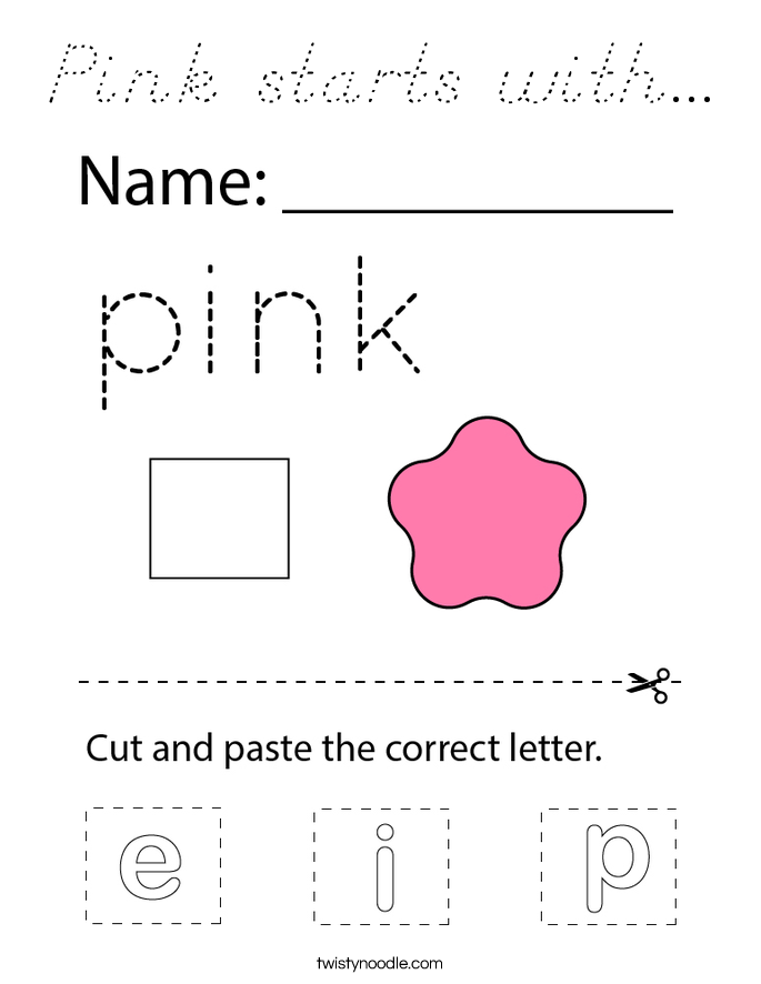 Pink starts with... Coloring Page