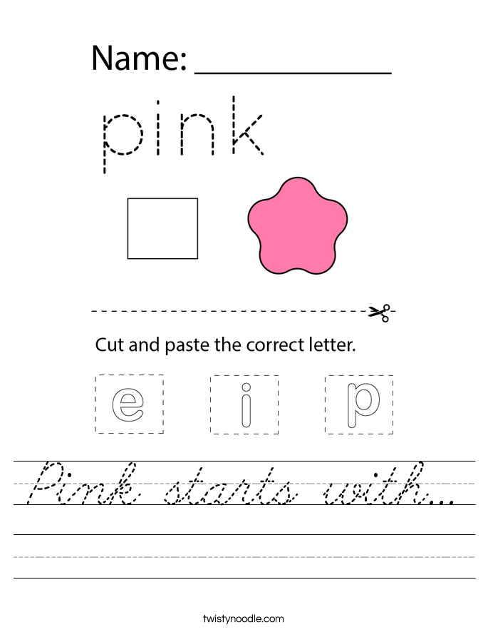 Pink starts with... Worksheet