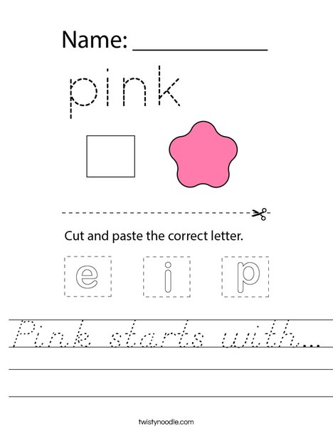 Pink starts with... Worksheet