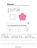 Pink starts with Handwriting Sheet