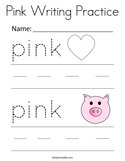 Pink Writing Practice Coloring Page