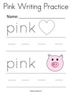 Pink Writing Practice Coloring Page