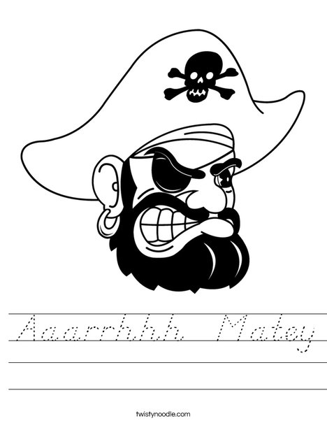 Pirate Head Worksheet
