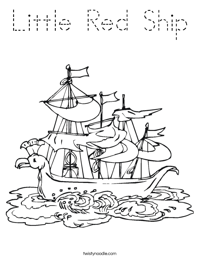 Little Red Ship Coloring Page