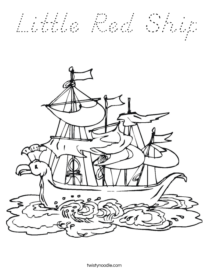 Little Red Ship Coloring Page