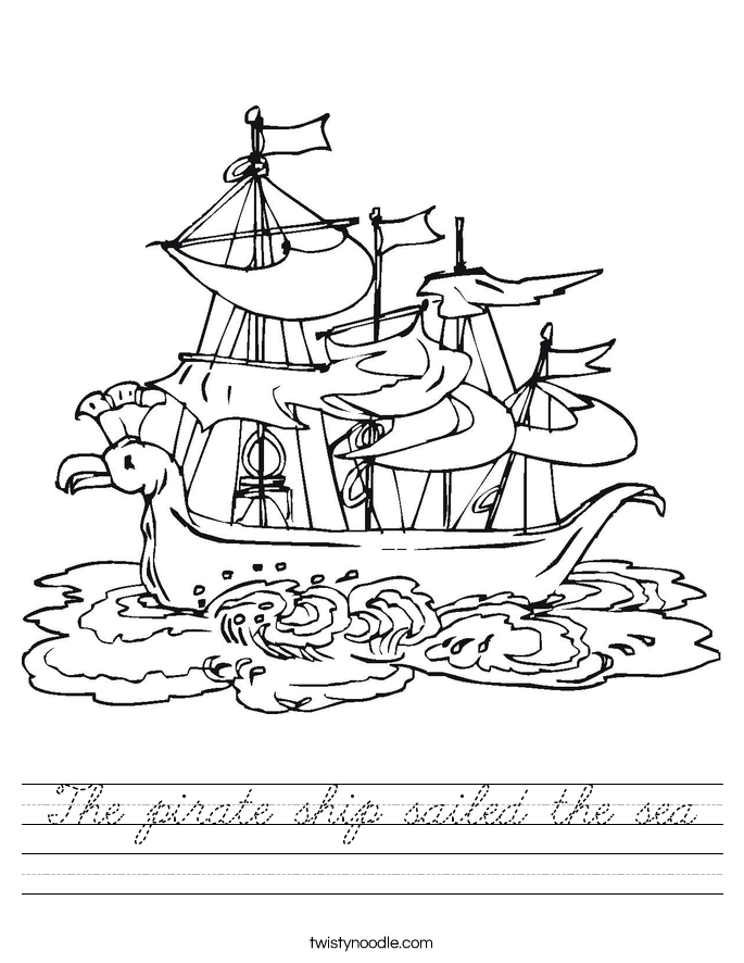 The pirate ship sailed the sea Worksheet
