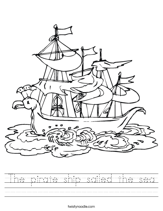 The pirate ship sailed the sea Worksheet - Twisty Noodle
