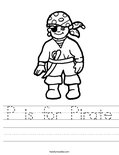 P is for Pirate Worksheet