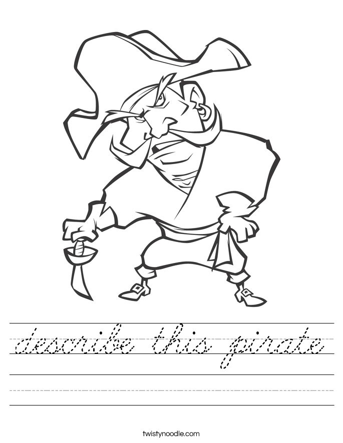 describe this pirate Worksheet