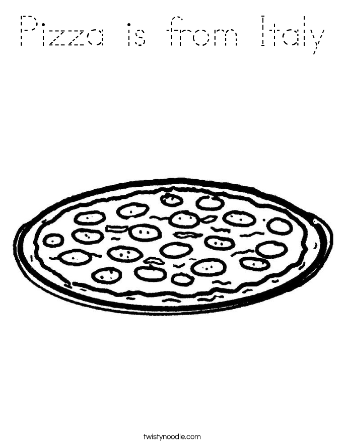 Pizza is from Italy Coloring Page