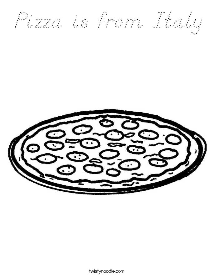 Pizza is from Italy Coloring Page