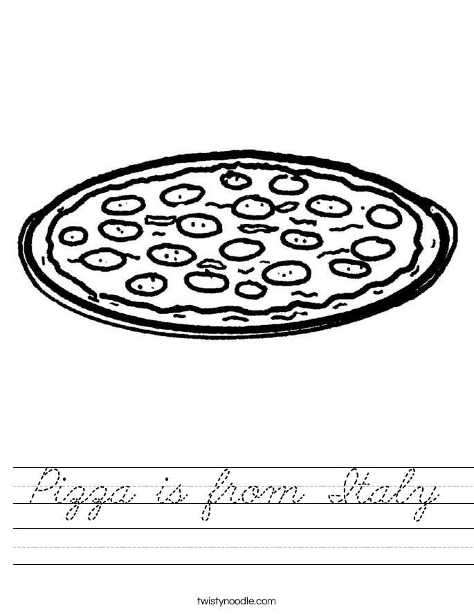 Pizza is from Italy Worksheet