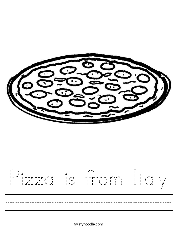 Pizza is from Italy Worksheet