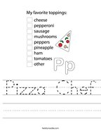 Pizza Chef Handwriting Sheet