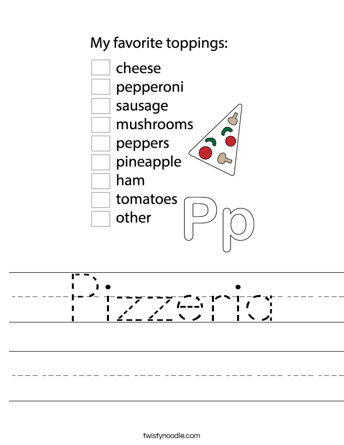 Pizzeria Worksheet