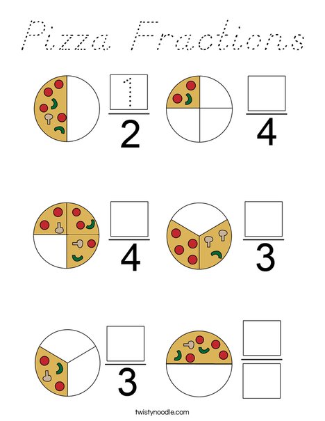 Pizza fractions Coloring Page